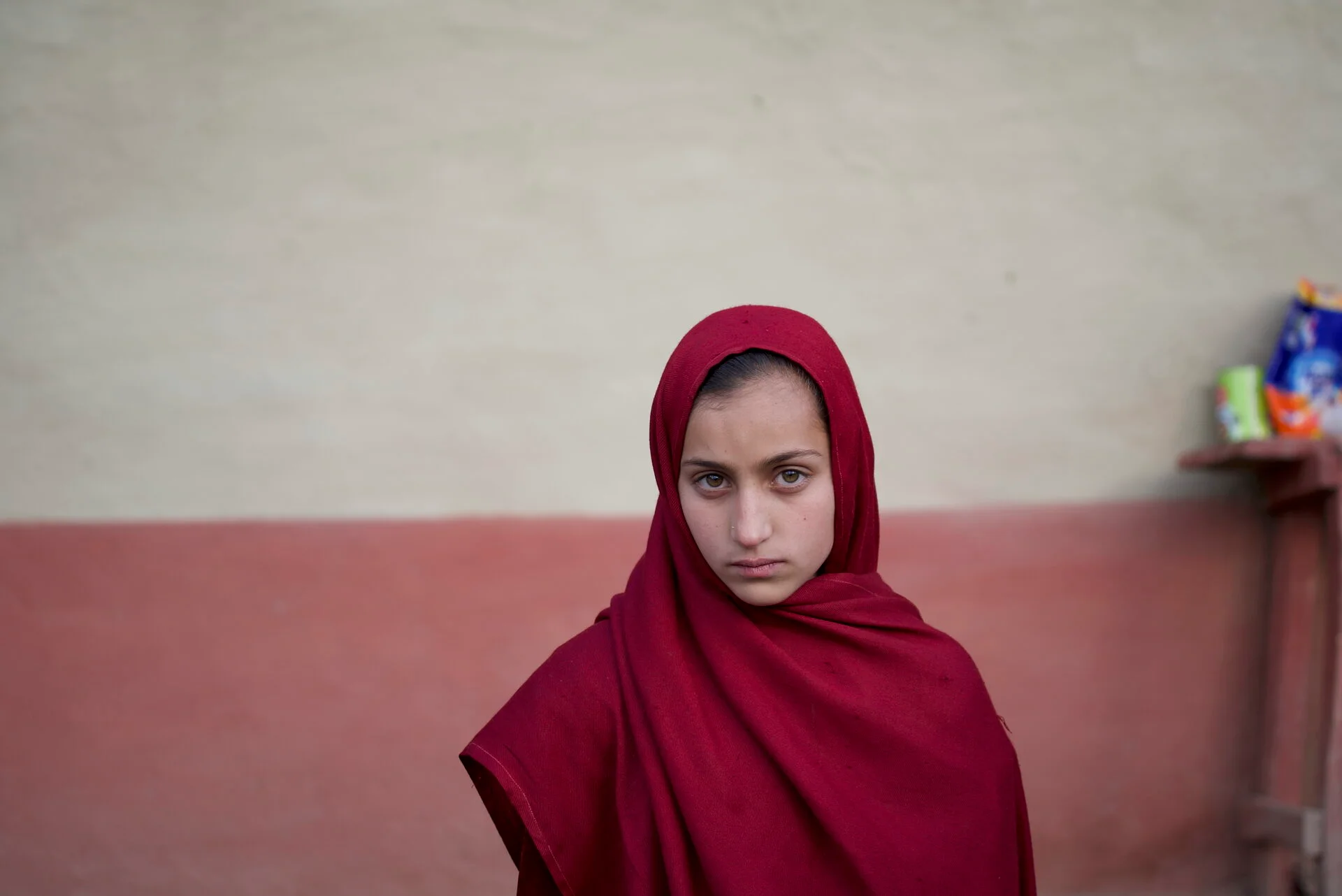 Girl in red scarf